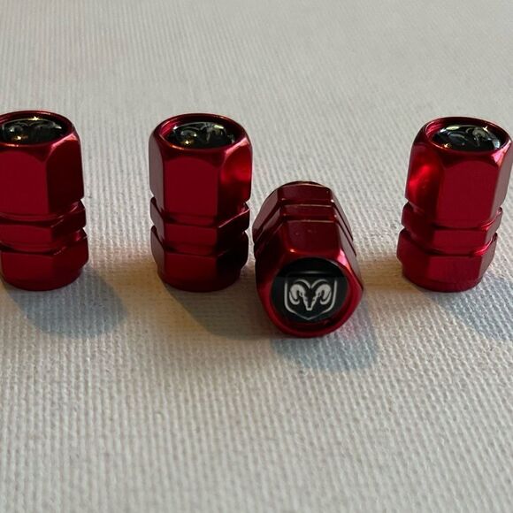 Dodge Logo Valve Stem Caps in Red set of 4 NWT - Picture 5 of 5